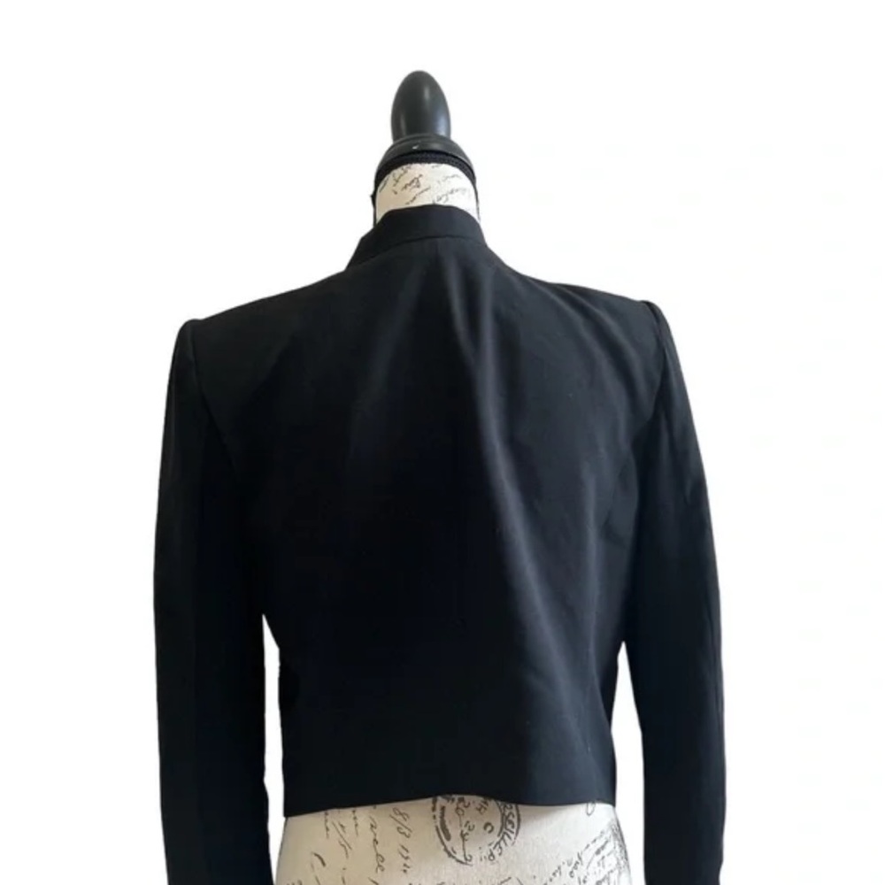 BCBGMaxAzria Black Open Front Draped Blazer Career Chic - Picture 3 of 5